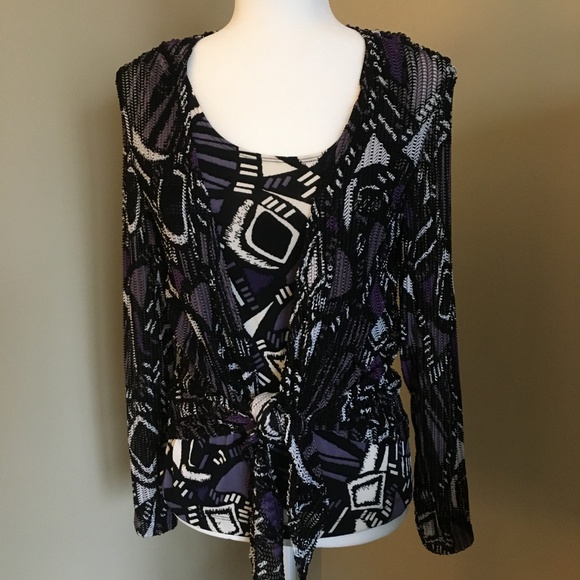 Chico's Purple Illusion Netted Tie-up Jacket - Picture 7 of 7